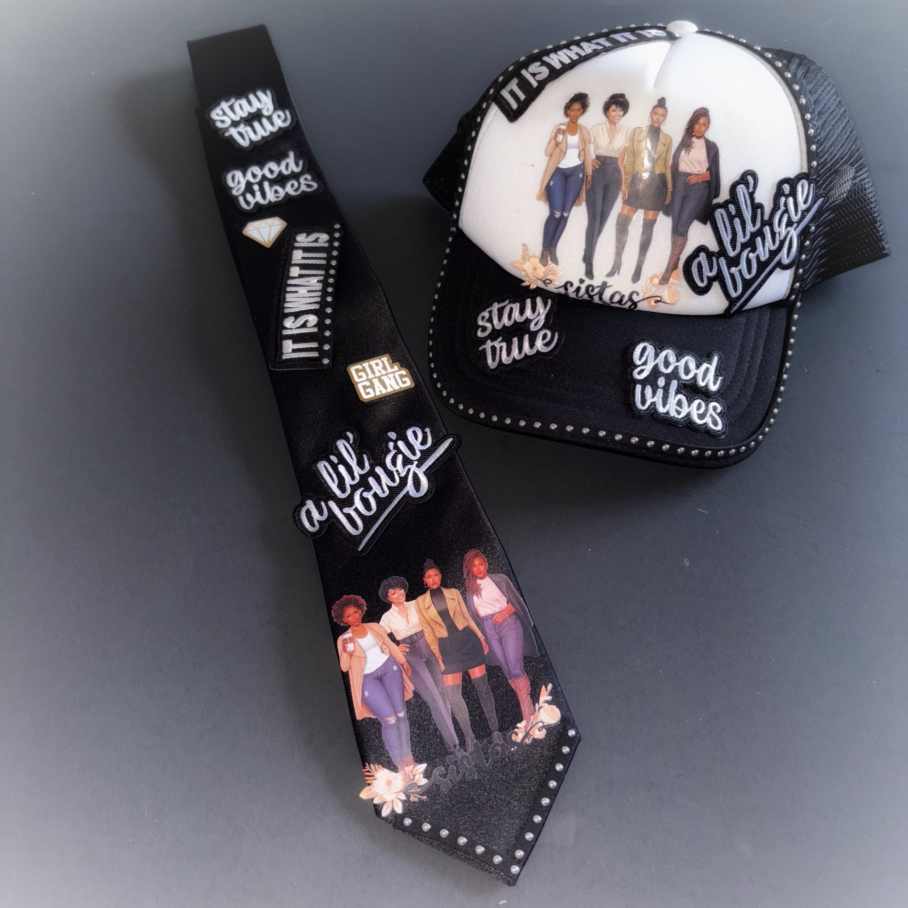 Classic basketball cap and tie