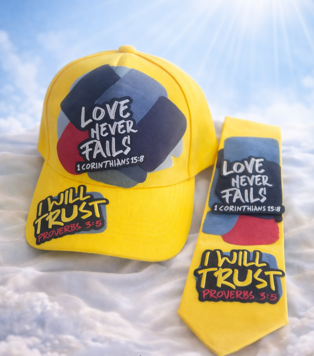 “Love Never Fails” Faith Set (Hat + Tie)